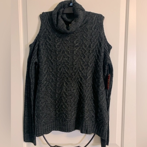 Faded Glory Cold Shoulder Sweater, size Medium. Black and grey tones. NWT - Picture 1 of 4